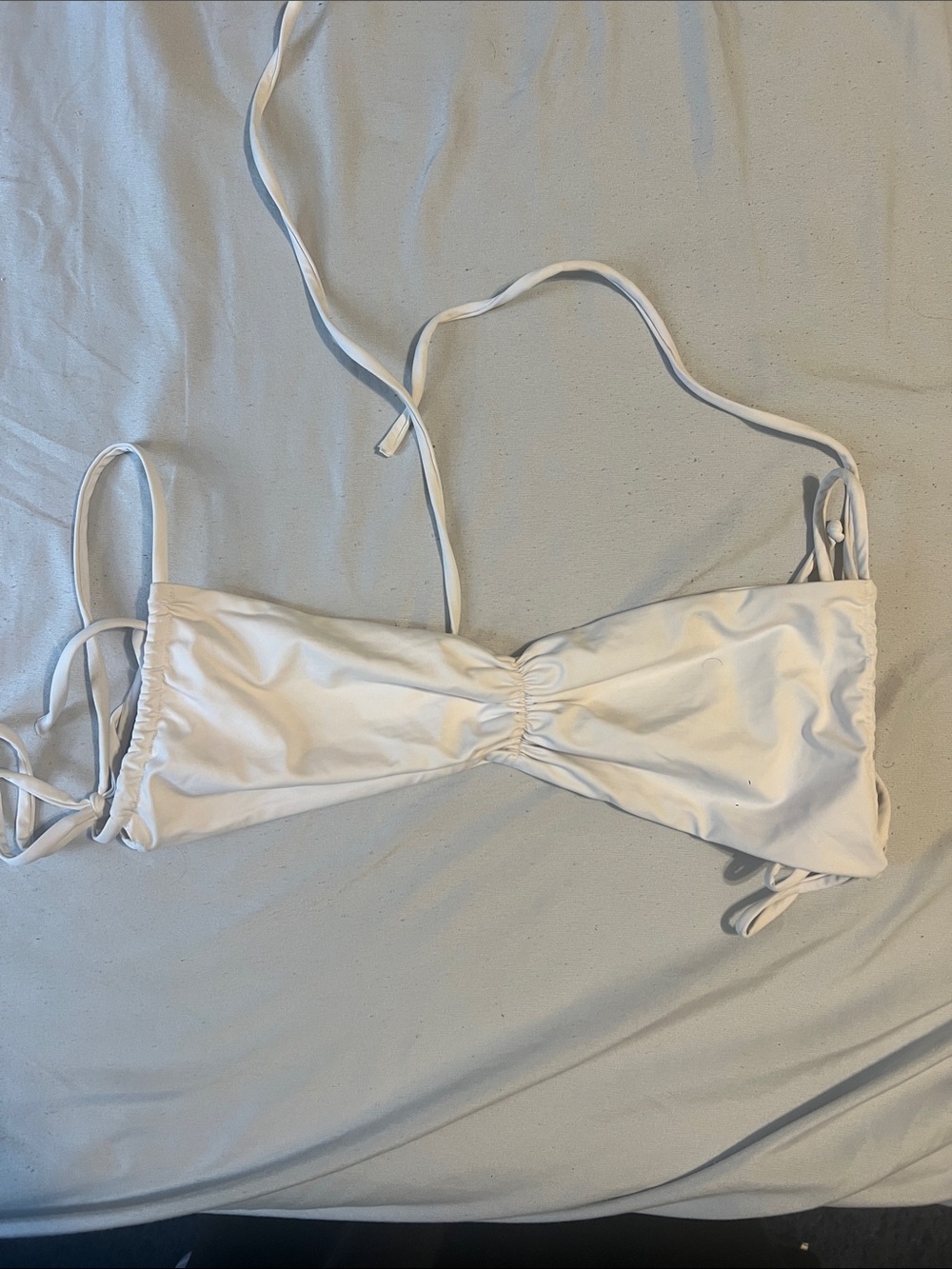 Frankie's Bikinis White Triangle Tie Swim Top